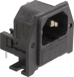 Combination element plug C14, 3 pole, PCB mounting, solder connection, black, PF0030/PC