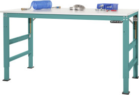 Manuflex AU9651.5021 Stół roboczy UNIVERSAL Ergo E z płytą melaminową, szer. X gł. X wys. = 2500 x 1000 x 722-1002 mm ni
