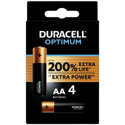 Duracell Optimum MX1500 AA Alkaline Batteries 1.5V - Pack of 4