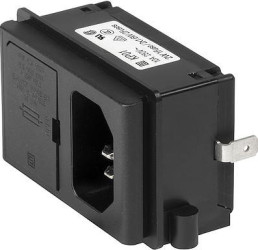 Combination element plug C14, 3 pole, screw mounting, PCB connection, black, KP01.1453.01