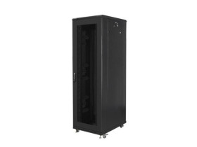 Szafa instalacyjna RACK stojąca 19 cali 42U 800x800 czarna, drzwi perforowane (złożona) FA01-8842-23B