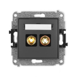 ICON Mechanizm gniazda głośnikowego poj. (typu banan - czerwony i czarny, pozłacany, 4 mm2, skręcany) grafitowy mat 28IGG-4