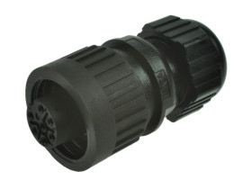 Gniazdo; 934127100; 7 torów; proste; lutowany; 0,75mm2; CA6LD; 6-12mm; na przewód; nylon66; czarny; IP67; 10A; 250V; Hirschmann;