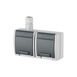 Gniazdo podwójne z uziemieniem n/t IP65 szare 1242-65 AQUANT Elektro-Plast
