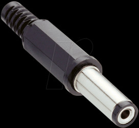10496 DC power plug, straight, Øi = 2.1 mm, Øa = 5.5 mm, long