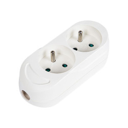 Gniazdo przedłużacza GN-270 Podwójne Z.U. BIAŁE / 9575