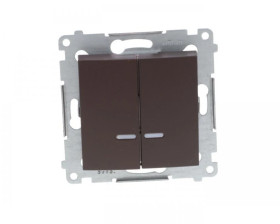 Simon 54 Łącznik bryzgoszczelny świecznikowy IP44, szybkozłącza, z podświetleniem brąz mat DW5BL.01/46