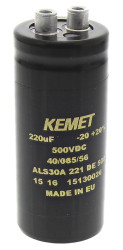Kondensator 220μF 500V dcmontażśrubowy KEMET 36 (Dia.) x 82mm