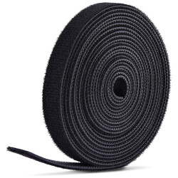 StarTech.com HKLP7505B 75ft (22.8m) Hook and Loop Roll, 0.5in Wide, Black, Cut
