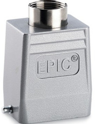 Grommet housing, size HB6, aluminum alloy, PG21, angled, longitudinal bow locking, IP65, 70020200