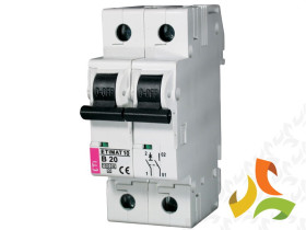 Wyłącznik nadprądowy B 20A 1P+N 10kA ETIMAT10 002122717 ETI