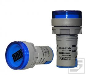 Miernik AD16-22VM/B;niebieski;22mm; zakres 5-60VDC woltomierz
