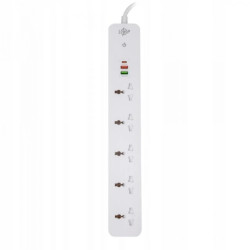 PRZEDŁUŻACZ SIECIOWY ELEKTRYCZNY UNIWERSALNY 5 GNIAZDEK 2 USB 1 Typ C 2M