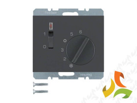 BERKER K.1 Regulator temperatury pomieszczenia 24V z wyłącznikiem stykiem zwiernym diodą LED antracyt mat lakierowany 20317106 H