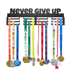 Wieszak metalowy na medale napis Never give up 60cm