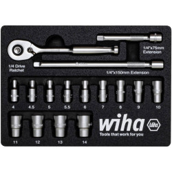 Wiha 44683 Ratchet Wrench Set 1/4&quot; 16pc