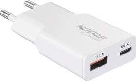 VOLTCRAFT UC-1C1A25W01 Ładowarka USB 25 W 1x USB-A, 1x USB-C® Fast Charge, Power Delivery 3.0 biały GaN