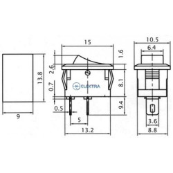 przełącznik klaw. SMRS1-1C3B, SPST, ON-OFF