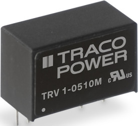 DC converter, 4.5-5.5 VDC, 1 W, 1 output, 5 VDC, 82 % efficiency, TRV 1-0511M