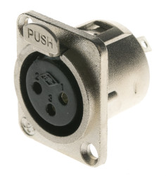 Złącze XLR 3 -pinowe Montaż na panelu Żeński Naturalny