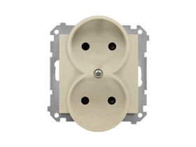 SIMON 55 Gniazdo podwójne bez uziemienia z przesłonami szybkozłącza szampański mat TG2MCZ.01/144 KONTAKT SIMON