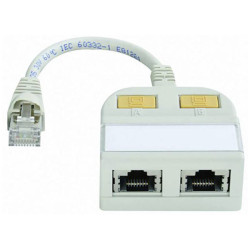 Teleg&#xE4;rtner 100023153 RJ45 Adapter Grey-white RAL7035 15cm 1xPlug 2xSocket
