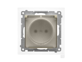 SIMON 55 Gniazdo pojedyncze z uziemieniem szybkozłącza IP44 z uszczelką klapka transparentna szampański mat TGZ1BCZ.01/144A KONT