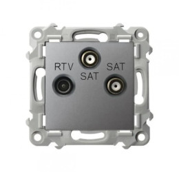 SZAFIR Gniazdo RTV-SAT z dwoma wyjściami SAT szary mat GPA-Z2S/m/70