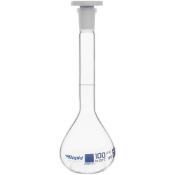 Rapid EGL0448E Volumetric Flask with PE Stopper, Class-B, 100 ml pack of 2