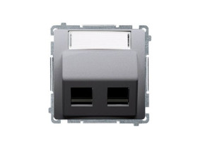 SIMON BASIC Pokrywa gniazd teleinformatycznych na Keystone skośna 2 podwójna z polem opisowym stal inox BMGKS2P.01/21 KONTAKT SI