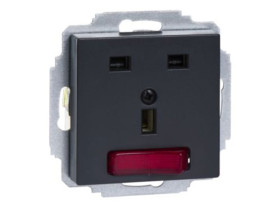 MERTEN SYSTEM M Gniazdo brytyjskie 2P+PE 13A 250V z Wyłącznikiem antracytowy 202314 SCHNEIDER ELECTRIC