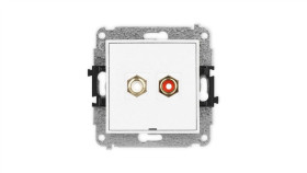 Mini Mechanizm Gniazda Podwójnego Rca, Bez Pola Opisowego (Typu Cinch - Biały...