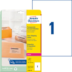 L7567-25 Shipping labels - 210 x 297 mm, 25 pieces, transparent