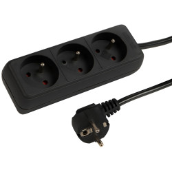 Przedłużacz sieciowy 3-Gniazda z uziemieniem 5m czarny