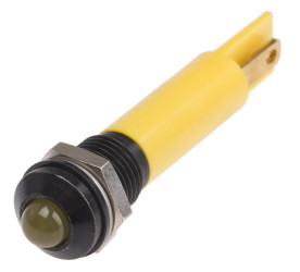 Lampka kontrolna do montażu panelowego 110V ac, Żółta 8mm LED Końcówka lutownicza RS PRO