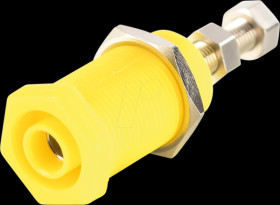 R941924603 Safety banana socket, 4 mm, 6.3 mm forked shoe, yellow