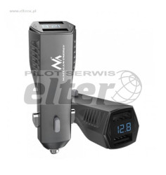 Ładowarka sam. 2xUSB 5V 4,8A z woltomierzem