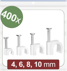 Quadrios 24CA425 Haczyki z tworzywa sztucznego 24CA425 Zakres średnicy wiązki 2 do 10 mm biały 400 szt.