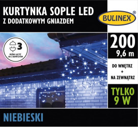 Lampki Bulinex 200led niebieskie 9,60m kurtyna sople