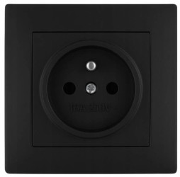 Gniazdo pojedyncze z uziemieniem czarne podtynkowe Wesa LC-13C