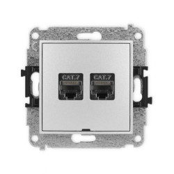 ICON Mechanizm gniazda komputerowego podwójnego 2xRJ45, kat. 7, ekranowane, 8-styk, bez pola opisowego srebrny metalik 7IGKBO-10