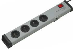 Listwa zasilająca 1.5mm², 16A, 250 V, 4 wtykowa CEE 7/7 niemieckie Schuko/francuskie dł. kabla 1.5m RCD Czarny PVC Typ