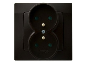 KARO Gniazdo podwójne z uziemieniem z przesłonami IP-20 zaciski gwintowe czekoladowy metalik GP-2SZP/40 OSPEL