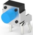 Short-stroke pushbutton, Form A (N/O), 50 mA/24 VDC, unlit , actuator (blue, L 3.25 mm), 1.56 N, THT, 1825027-8