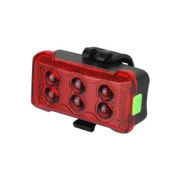 Lampka rowerowa 6-LED Tył 2xAAA Czerwona