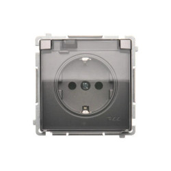 Simon Basic Gniazdo wtyczkowe Schuko do wersji IP44 (moduł) 16A, 250V~,zaciski śrubowe stal inox. Klapka transparentna BMGSZ1B.0