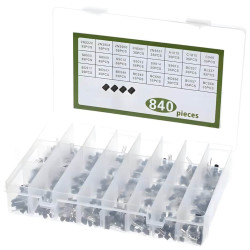 Zestaw 840 tranzystorów w 24 różnych wartościach