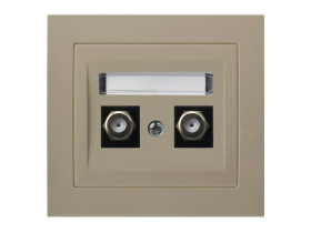 KIER Gniazdo antenowe typu "F" podwójne beżowy GPA-2WF/01 OSPEL