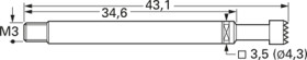 High current spring contact with probe, waffle, Ø 3.5 mm, travel  5.5 mm, pitch 5 mm, L 38.5 mm, 1075/G-CX-3.0NE-AU-3.0 C