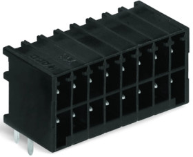 Pin header, 10 pole, pitch 3.5 mm, angled, black, 713-1425